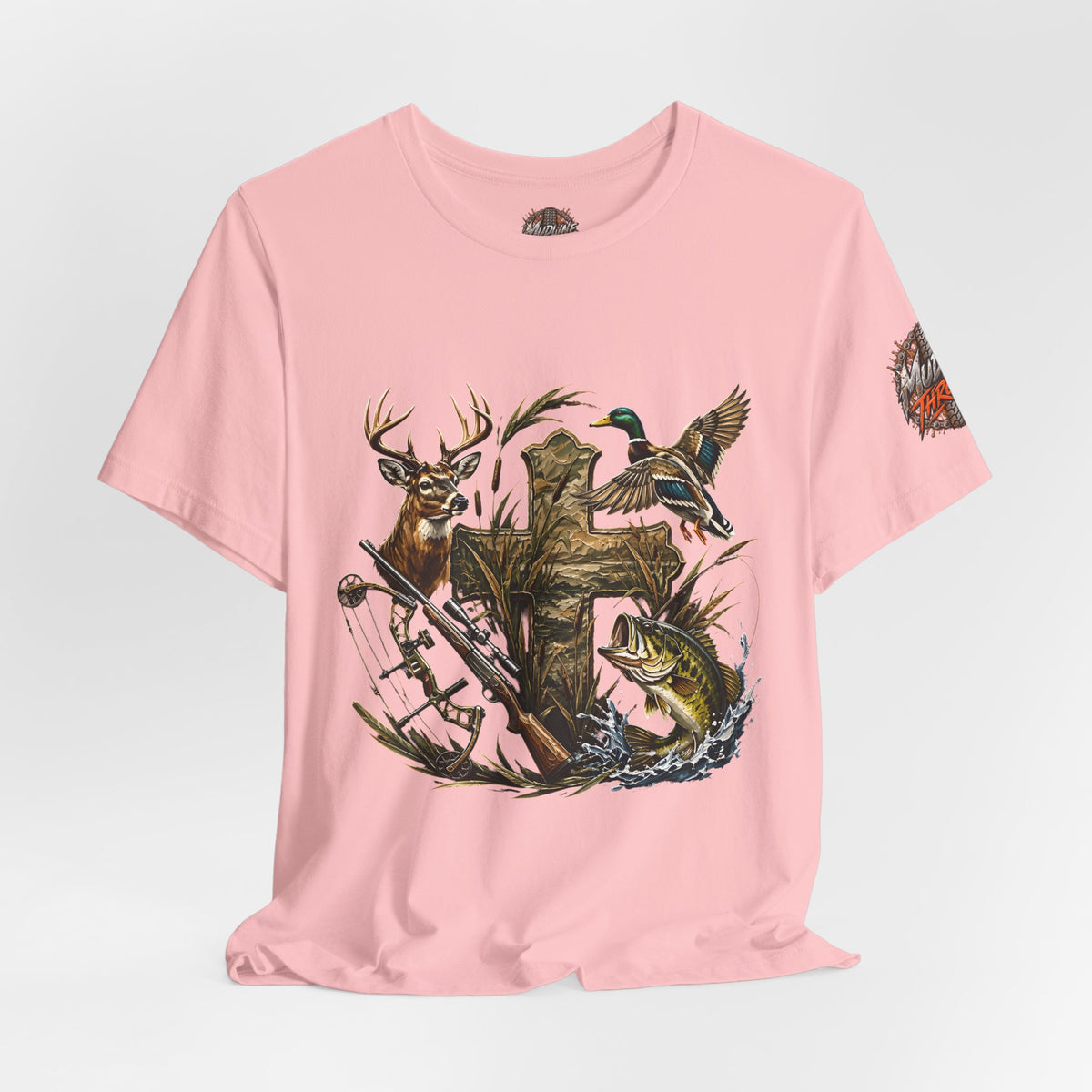 Outdoor Hunting & Fishing T-Shirt — Deer, Duck & Bass Graphic
