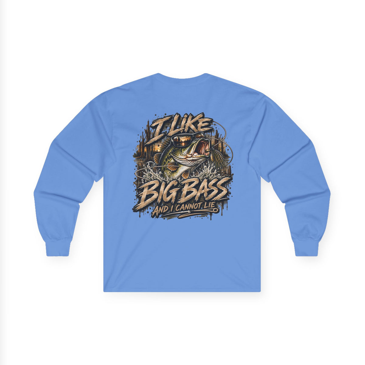 I Like Big Bass Long Sleeve Tee — Fishing Graphic Shirt