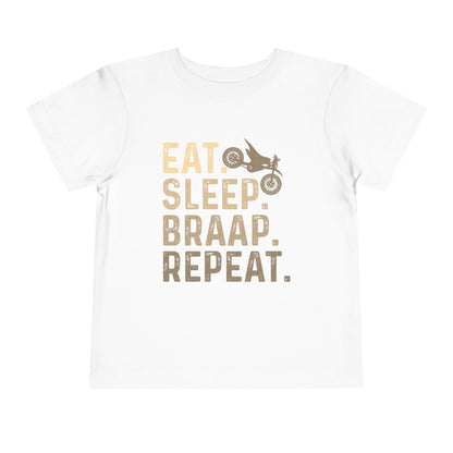 Toddler Tee - "Eat. Sleep. Braap. Repeat." Dirt Bike Graphic