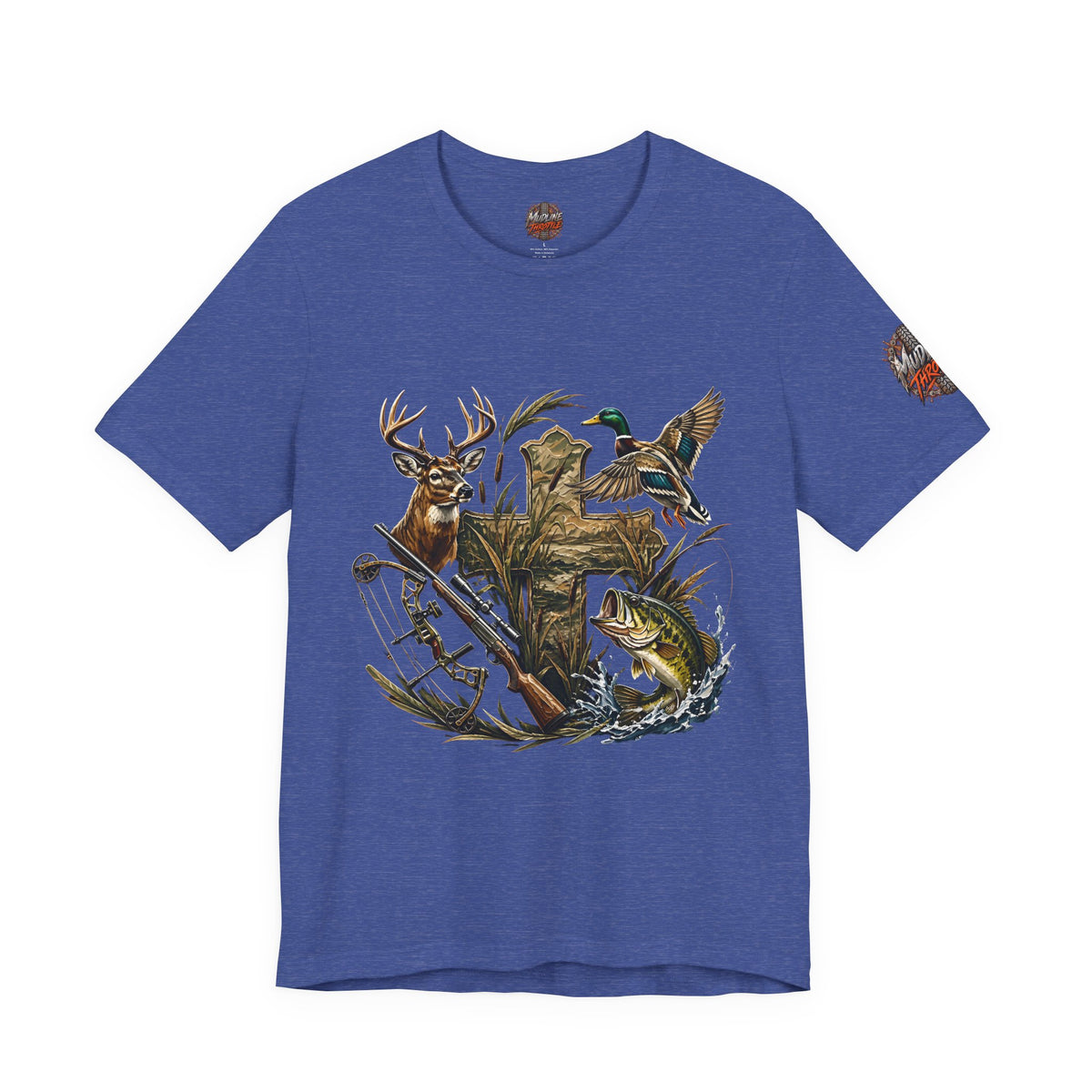 Outdoor Hunting & Fishing T-Shirt — Deer, Duck & Bass Graphic