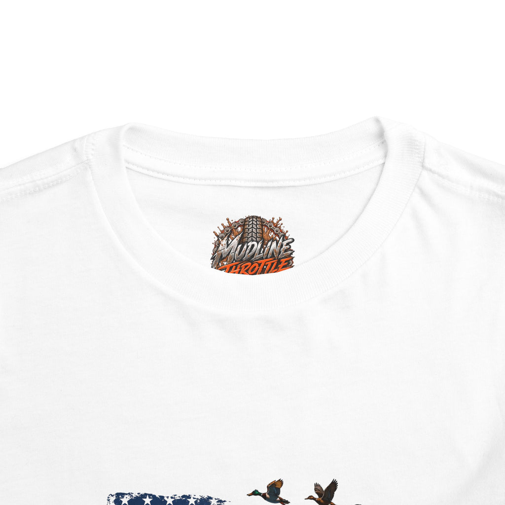 Toddler Tee — Patriotic Hunting Dog American Flag Graphic