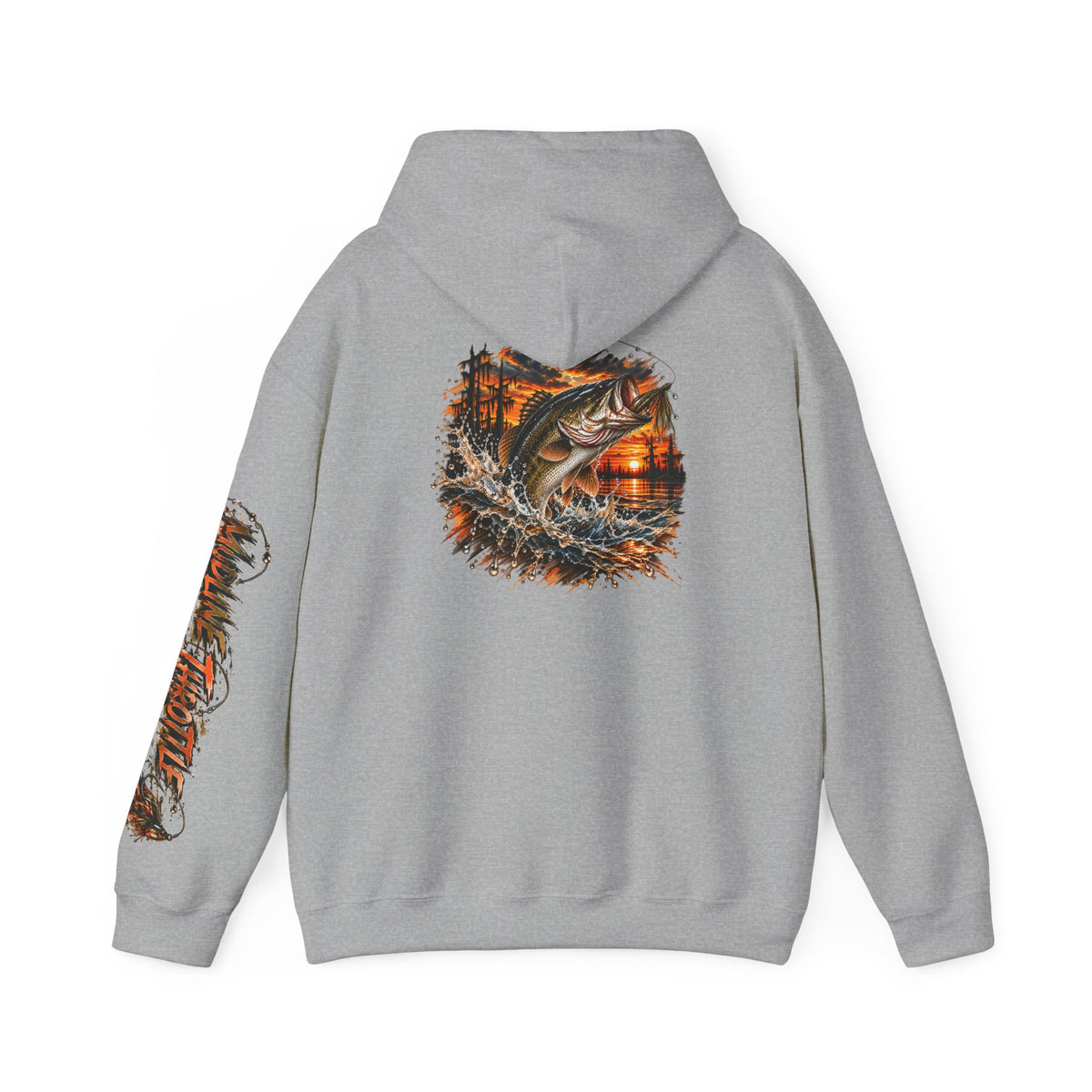 Fishing Hoodie – Largemouth Bass Sunset Graphic Hooded Sweatshirt