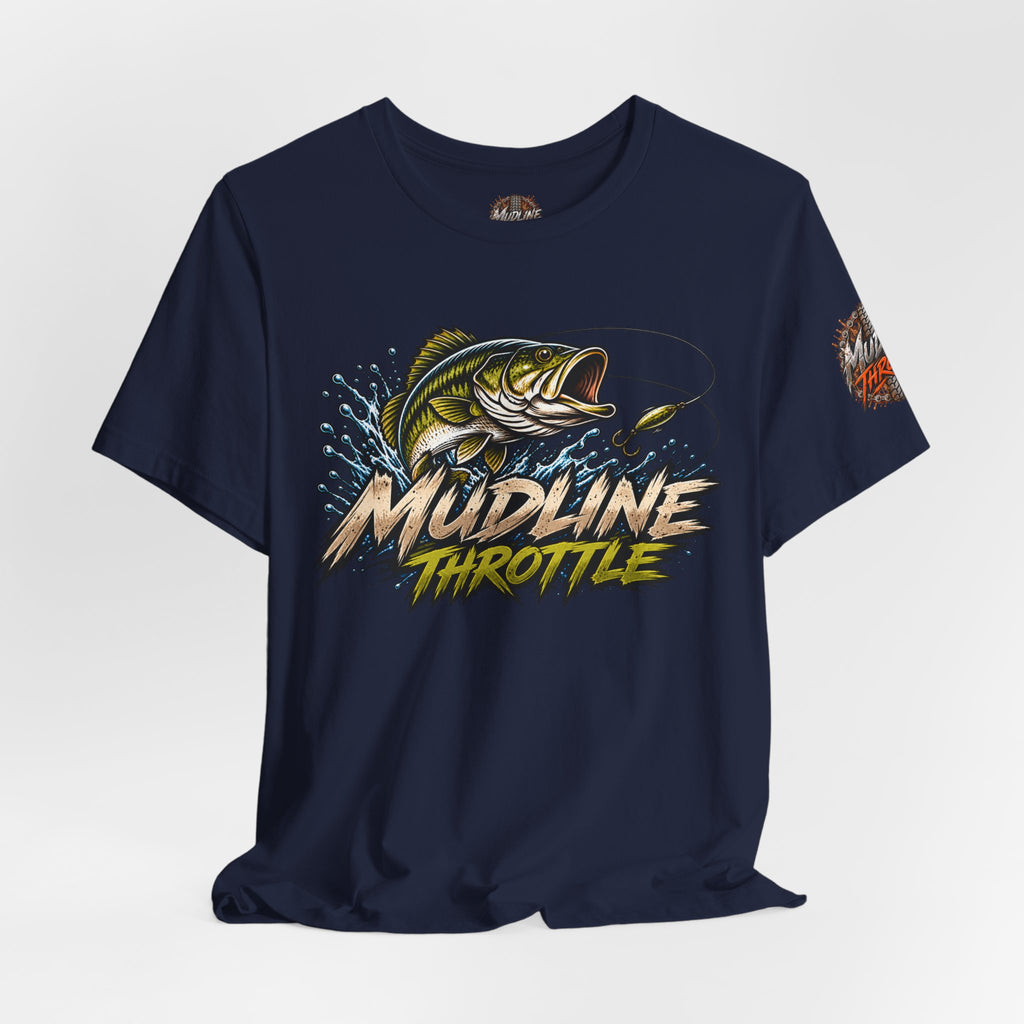 Fishing Graphic Tee — "Mudline Throttle" Bass Illustration