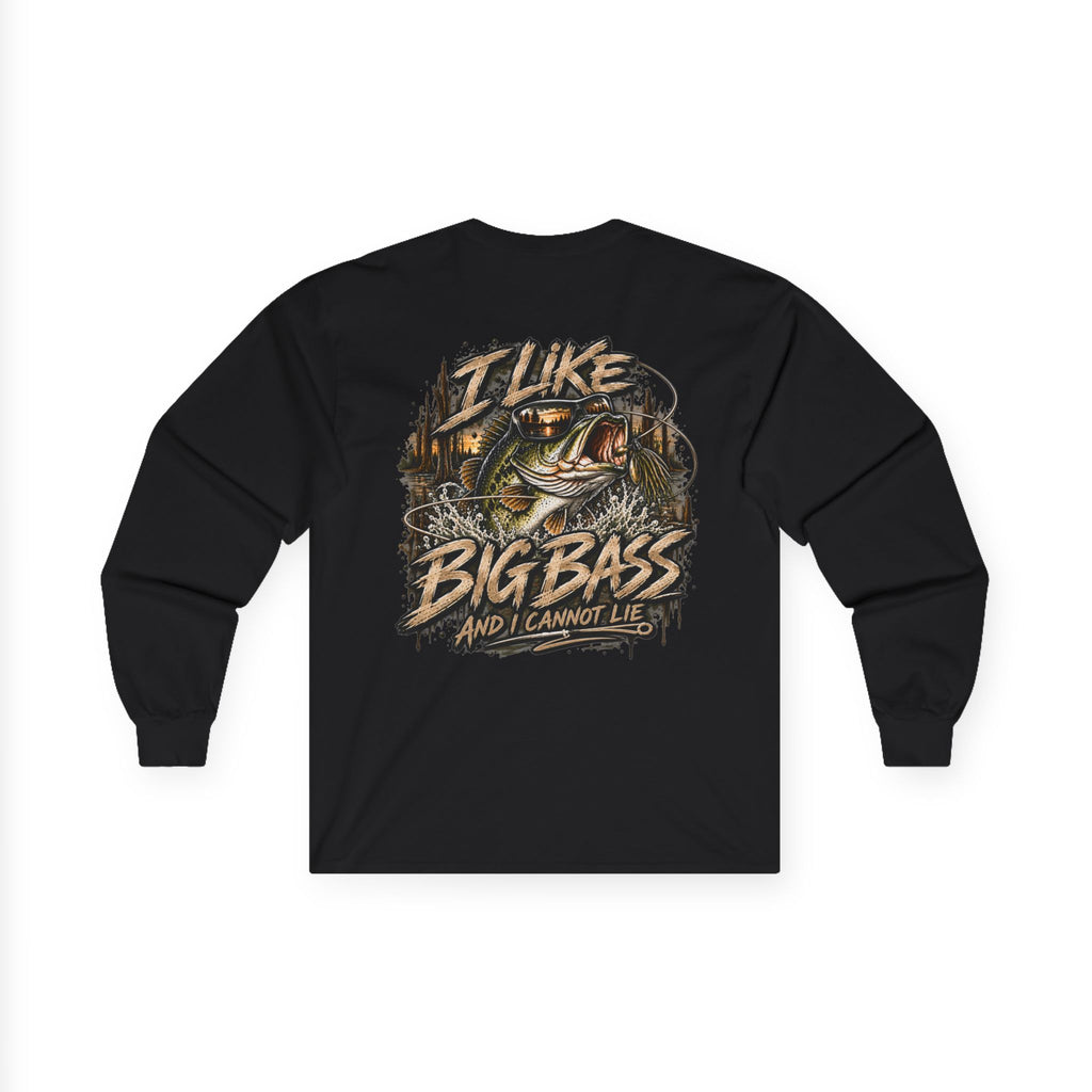I Like Big Bass Long Sleeve Tee — Fishing Graphic Shirt