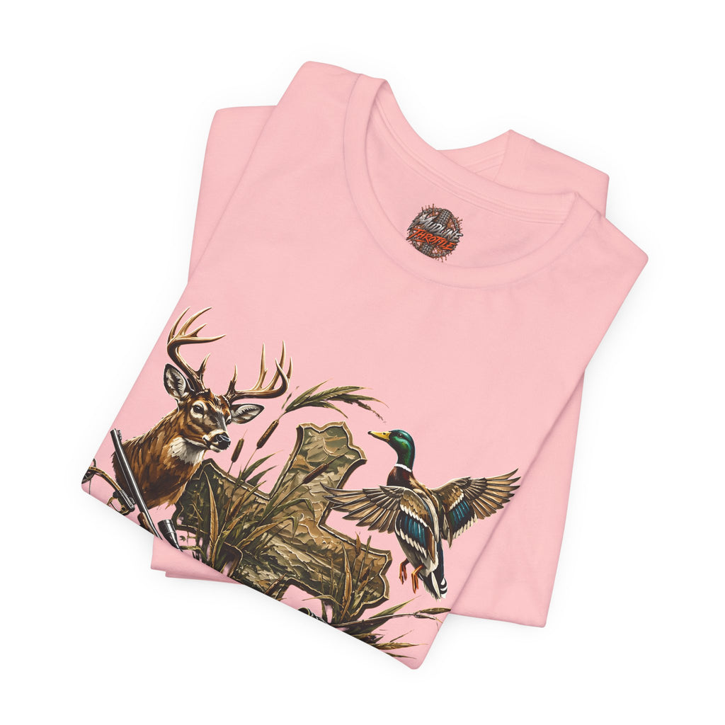 Outdoor Hunting & Fishing T-Shirt — Deer, Duck & Bass Graphic