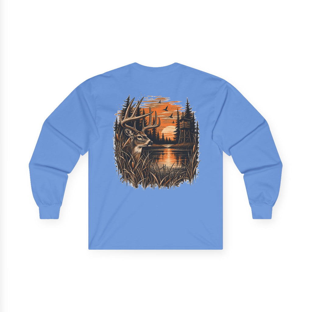 Deer Sunset Long Sleeve Tee – Woodland Hunting Scene