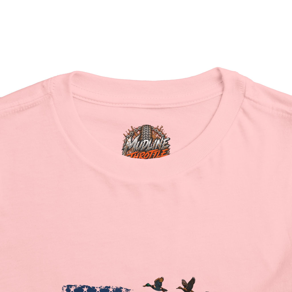 Toddler Tee — Patriotic Hunting Dog American Flag Graphic