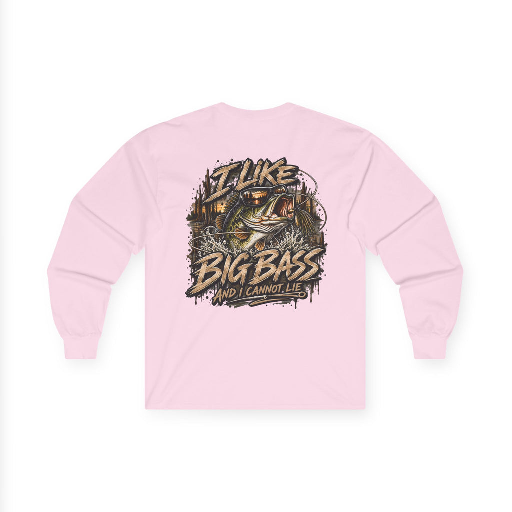 I Like Big Bass Long Sleeve Tee — Fishing Graphic Shirt