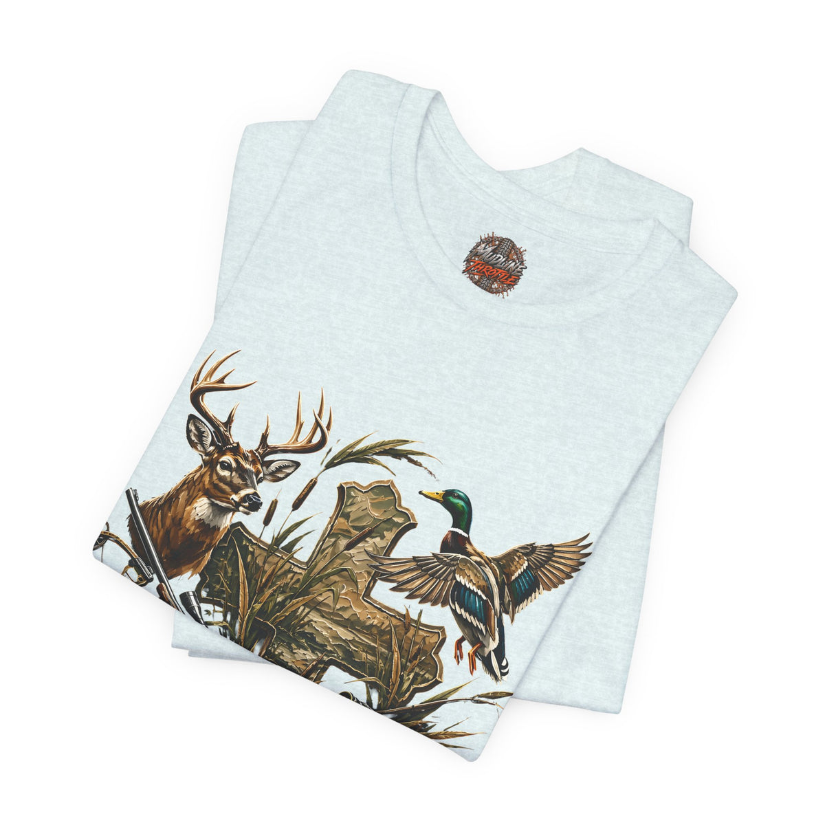 Outdoor Hunting & Fishing T-Shirt — Deer, Duck & Bass Graphic