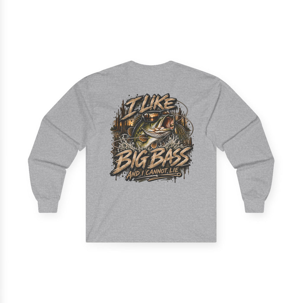 I Like Big Bass Long Sleeve Tee — Fishing Graphic Shirt