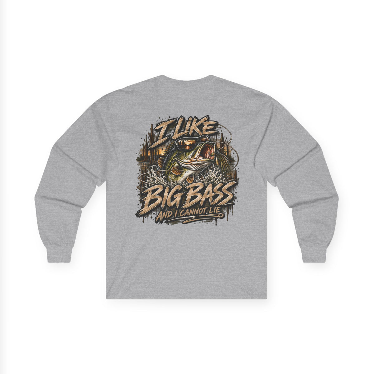 I Like Big Bass Long Sleeve Tee — Fishing Graphic Shirt