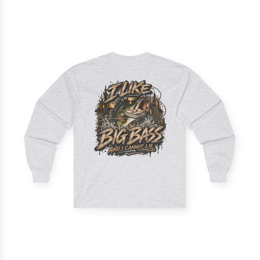 I Like Big Bass Long Sleeve Tee — Fishing Graphic Shirt