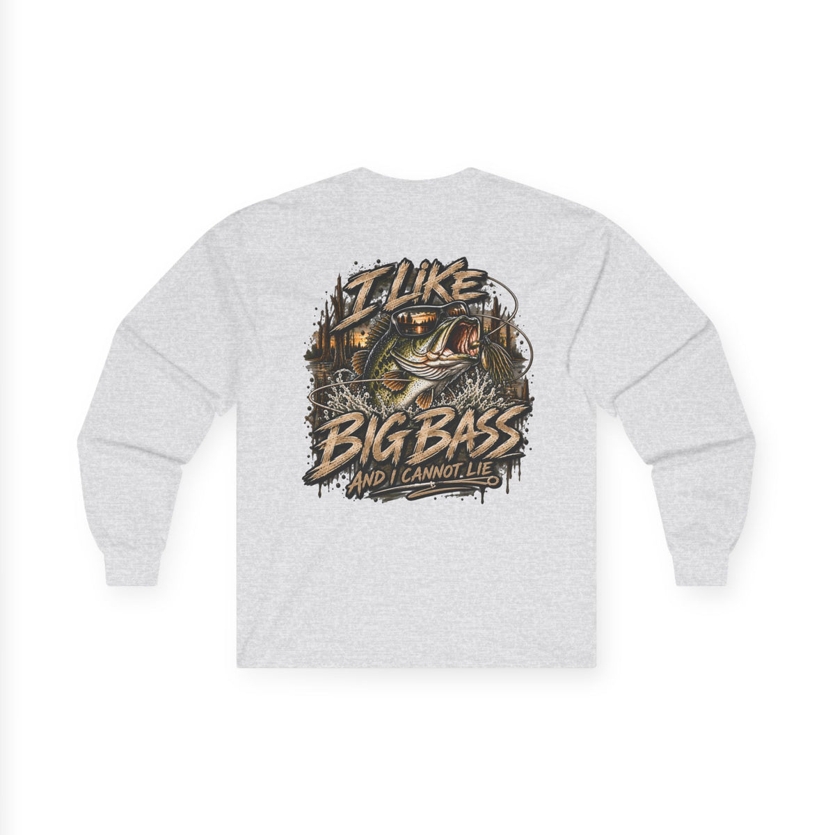 I Like Big Bass Long Sleeve Tee — Fishing Graphic Shirt