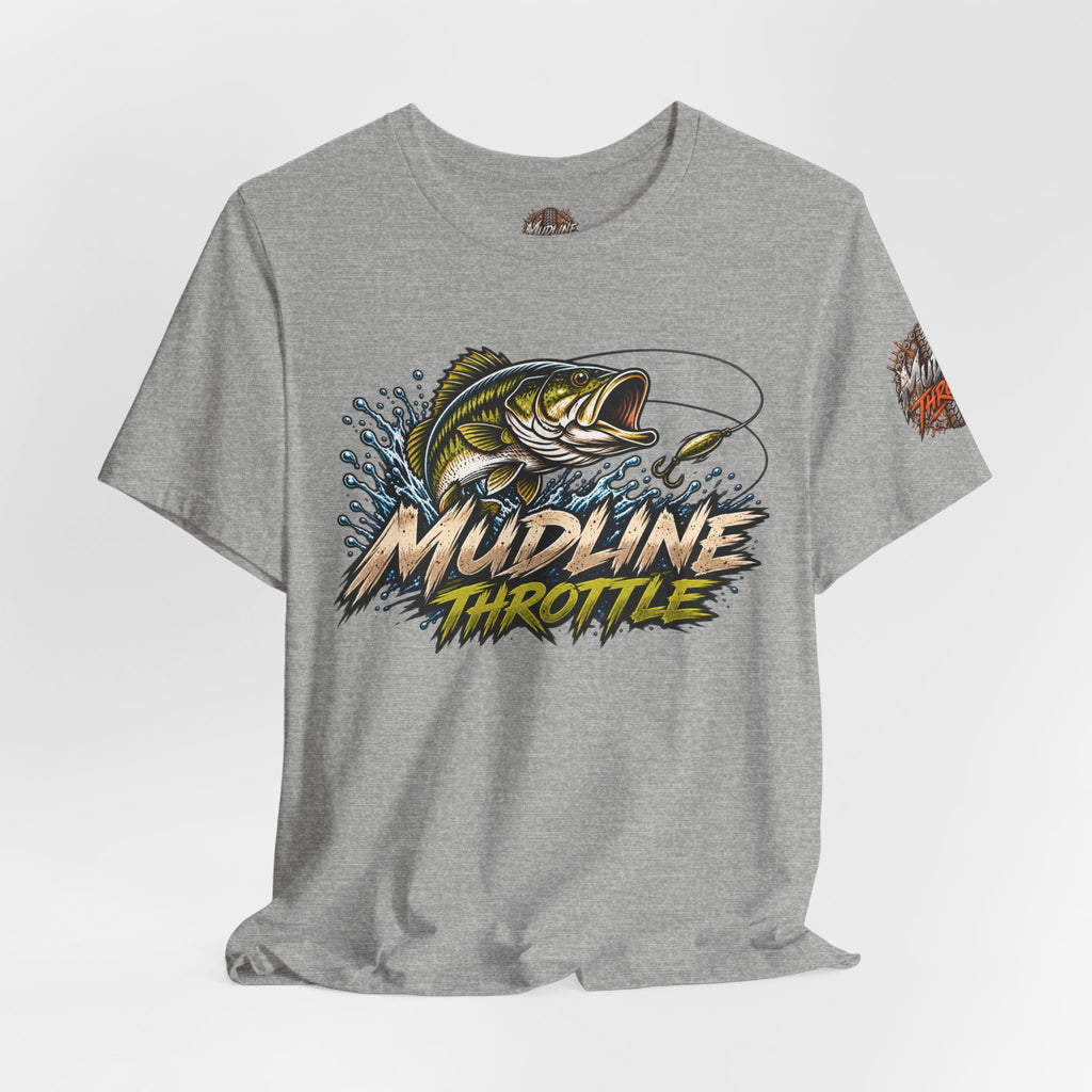 Fishing Graphic Tee — "Mudline Throttle" Bass Illustration